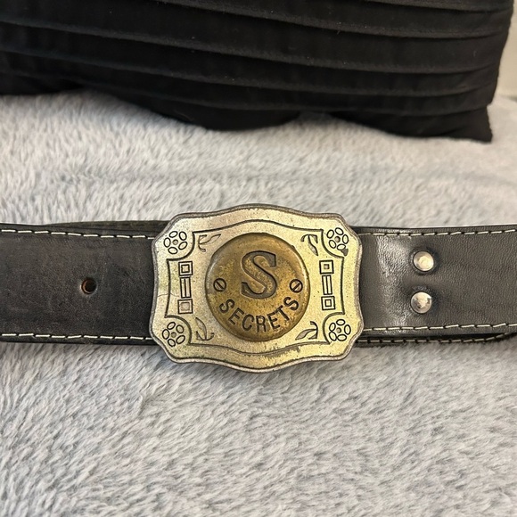 Rare Authentic leather heavy metal buckle western belt main image 7